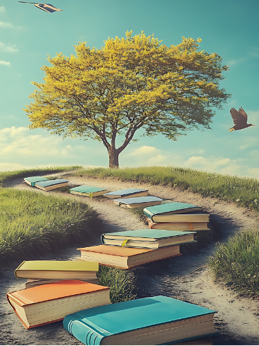 A Winding Path of Open Books Leading to a Tree on a Hilltop Spiraldynamischer Muskelaufbau